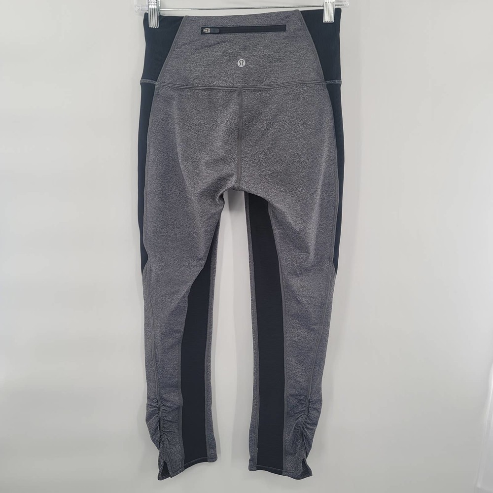 LULULEMON On Your Mark Crop (23") Heathered Black / Black Size 6 Active Running - Picture 6 of 15